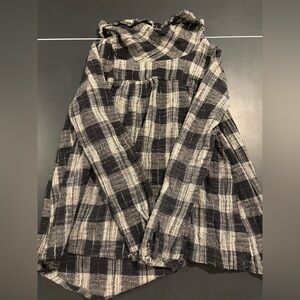 Free People Black and White Textured Plaid Shirt